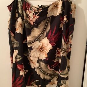 Plus size 22 tropical print skort skirt with zipper closure in back